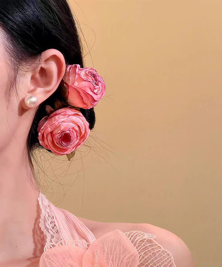 Cute Pink Alloy Rose A Pair Hairpin - Omychic
