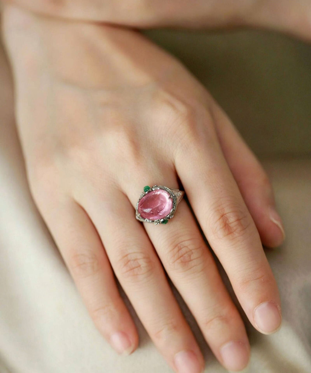 Cute Pink Alloy Zircon Crystal Rings