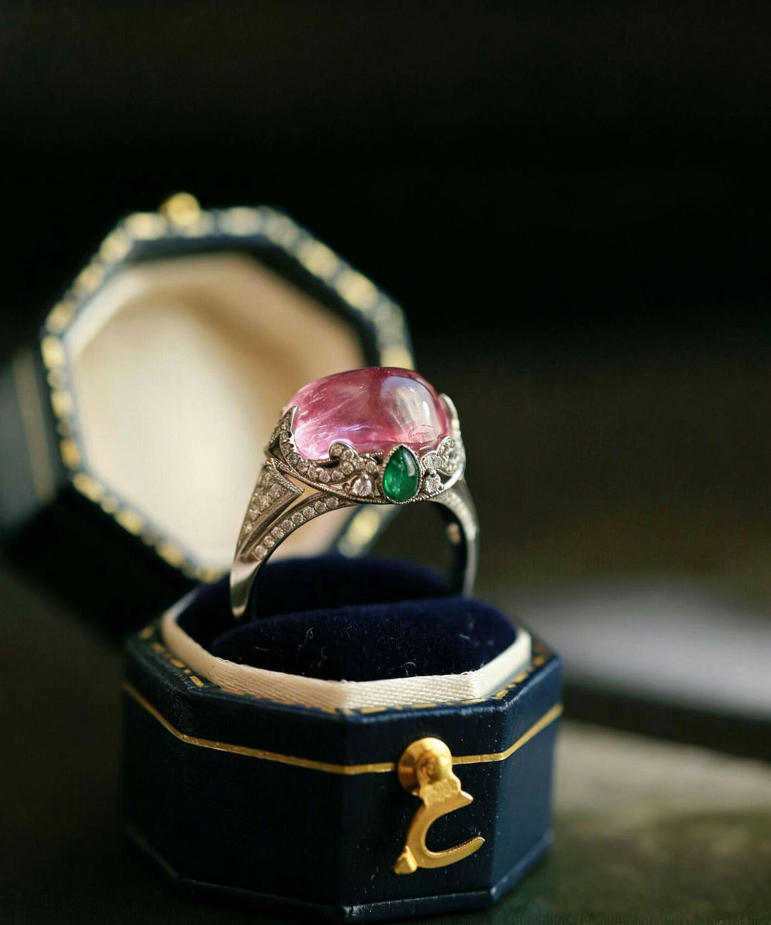 Cute Pink Alloy Zircon Crystal Rings
