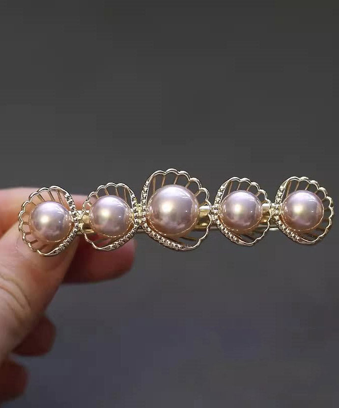 Cute Pink Alloy Zircon Four-Leaf Clover Hairpin - Omychic