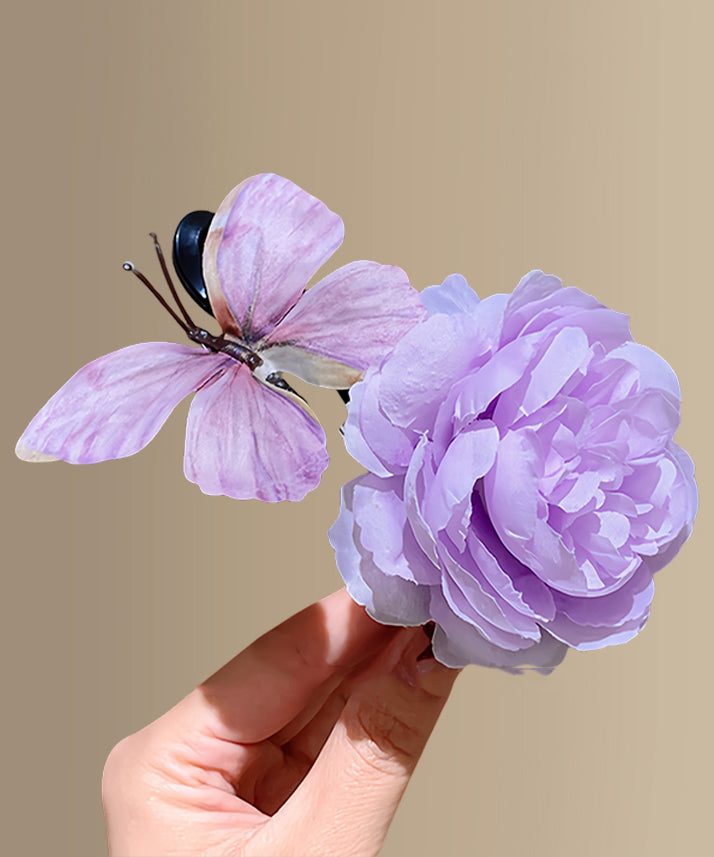 Cute Pink Cloth Butterfly Floral Hairpin