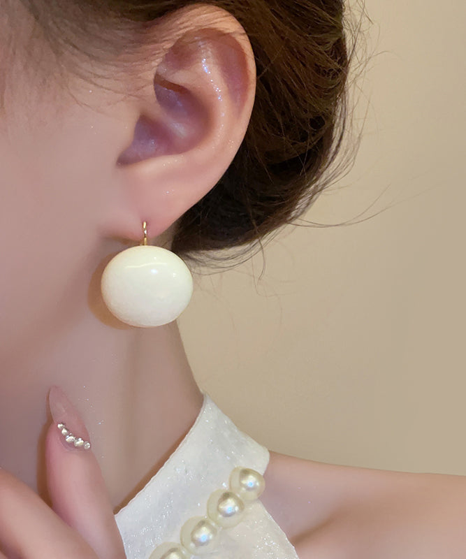 Cute Pink Copper Alloy Resin Hoop Earrings