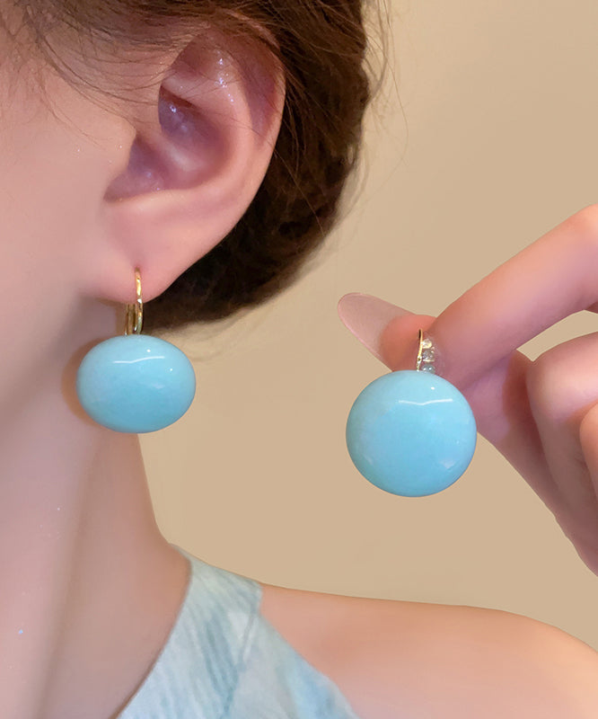 Cute Pink Copper Alloy Resin Hoop Earrings