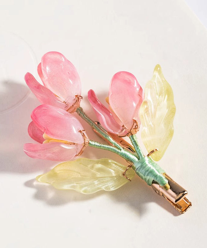 Cute Pink Copper Colored Glaze Tulip Hairpin