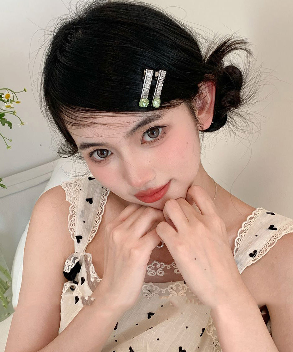 Cute Pink Metal Zircon Crystal A Pair Hairpin