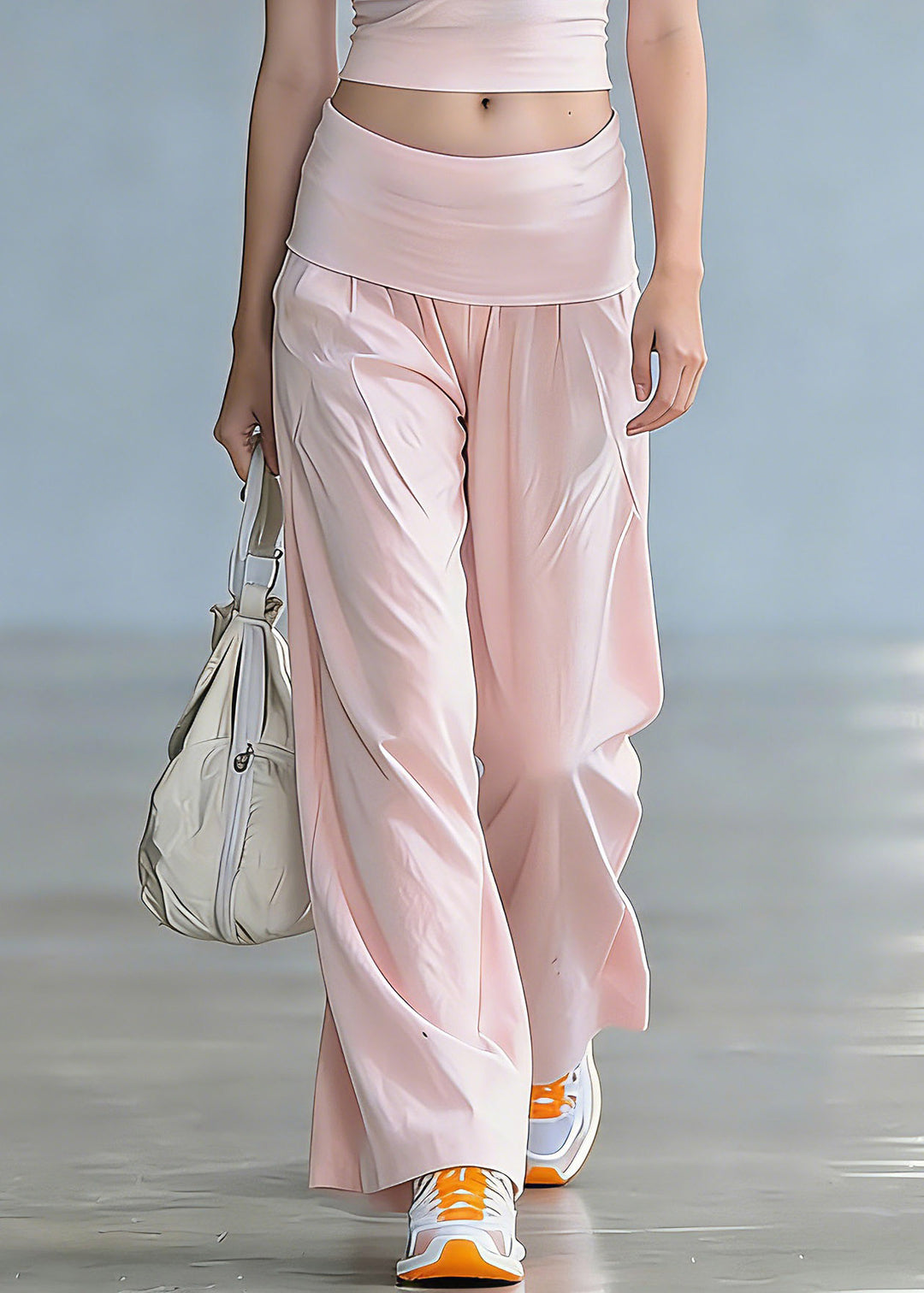 Cute Pink O-Neck Top And Wide Leg Pants Short Sleeve