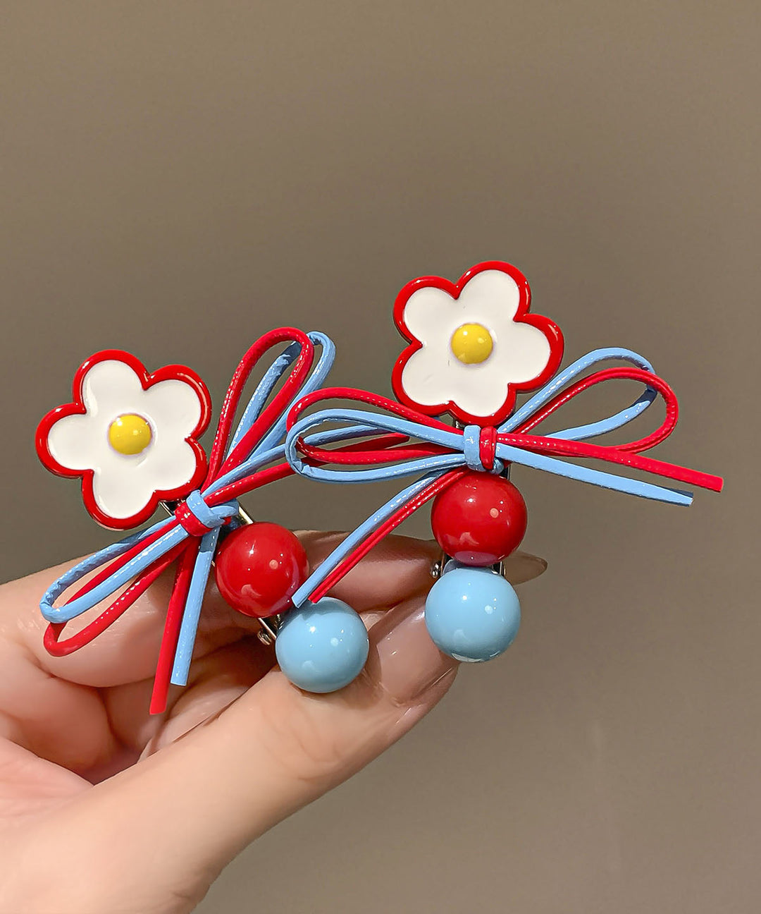 Cute Rainbow Acrylic Floral Butterfly A Pair Hairpin