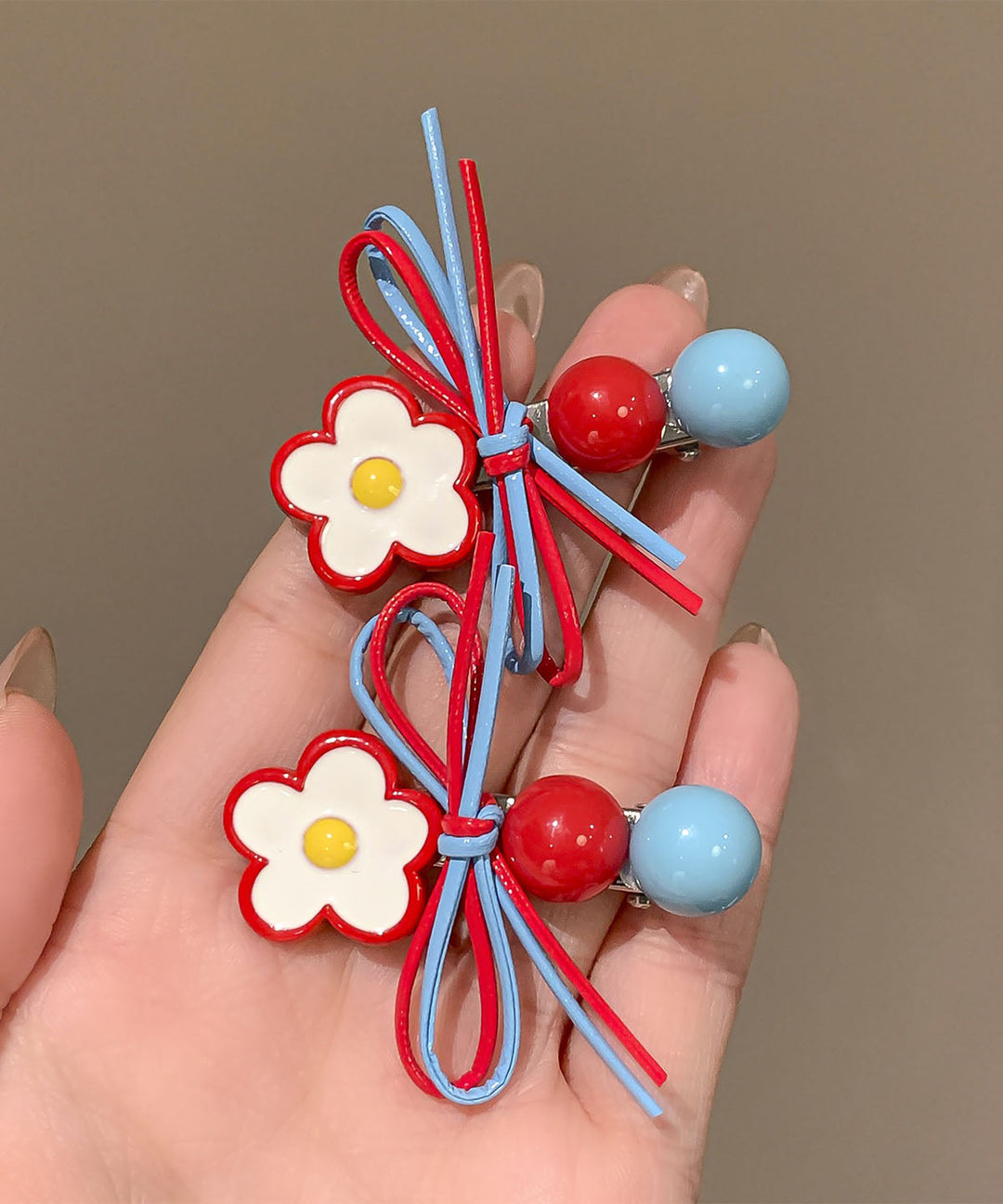 Cute Rainbow Acrylic Floral Butterfly A Pair Hairpin