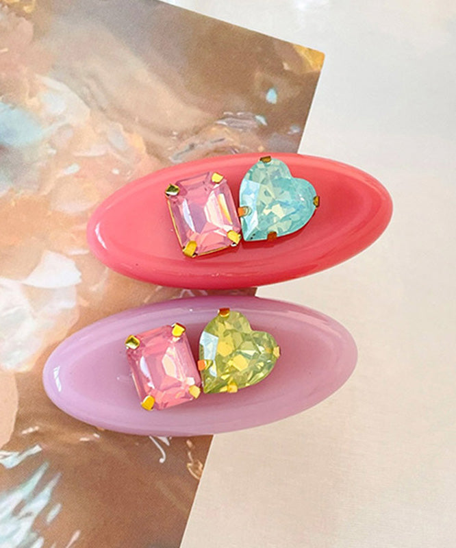 Cute Rainbow Alloy Zircon Resin A Pair Hairpin