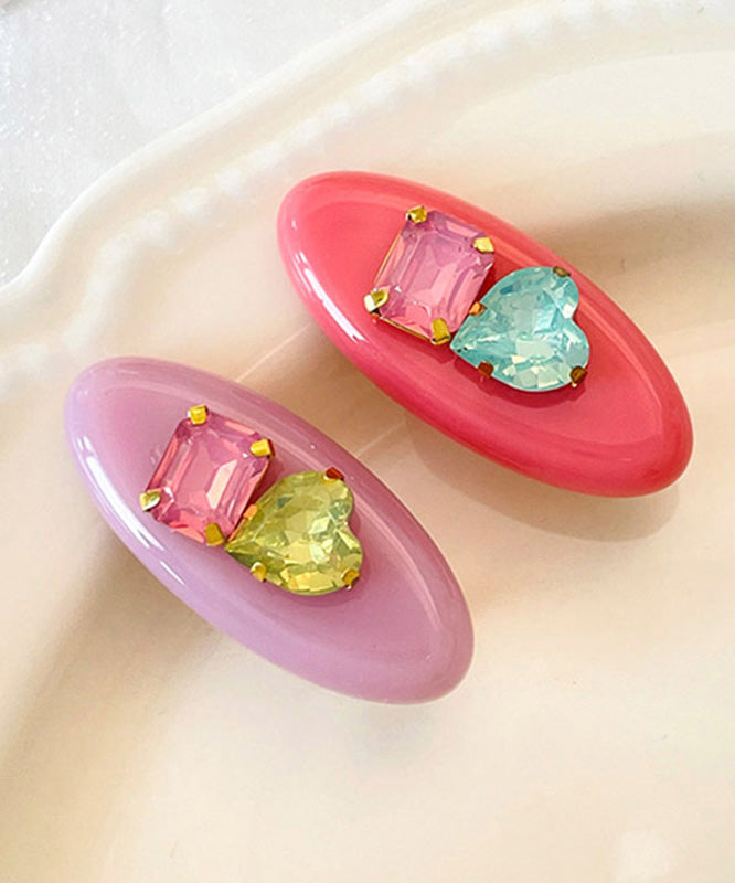 Cute Rainbow Alloy Zircon Resin A Pair Hairpin