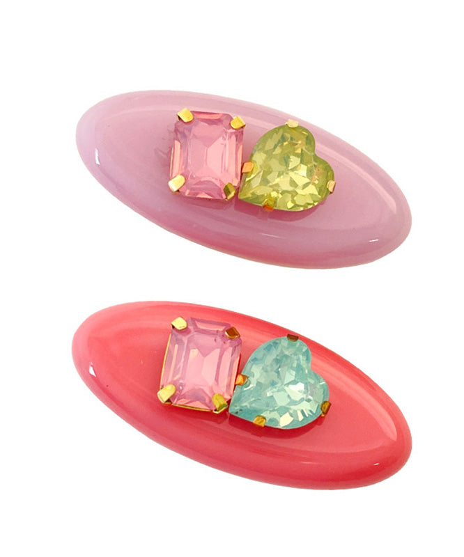 Cute Rainbow Alloy Zircon Resin A Pair Hairpin