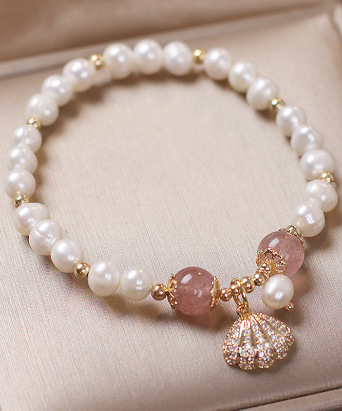 Cute Red Alloy Zircon Pearl Shell Charm Bracelet