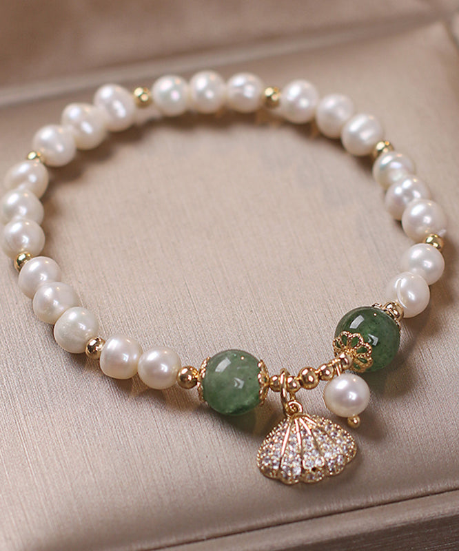 Cute Red Alloy Zircon Pearl Shell Charm Bracelet