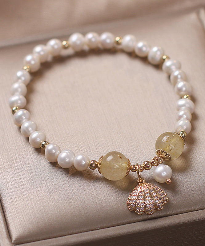 Cute Red Alloy Zircon Pearl Shell Charm Bracelet