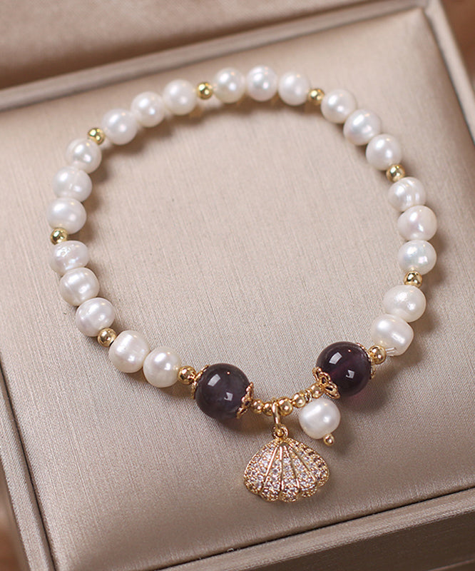 Cute Red Alloy Zircon Pearl Shell Charm Bracelet