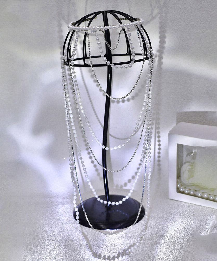 Cute Silk Pearl Zircon Chain HairPiece