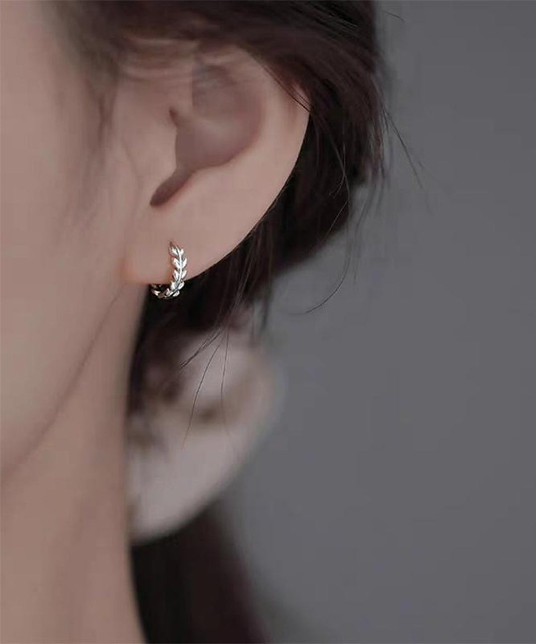 Cute Silk Sterling Silver Ear Of Wheat Hoop Earrings