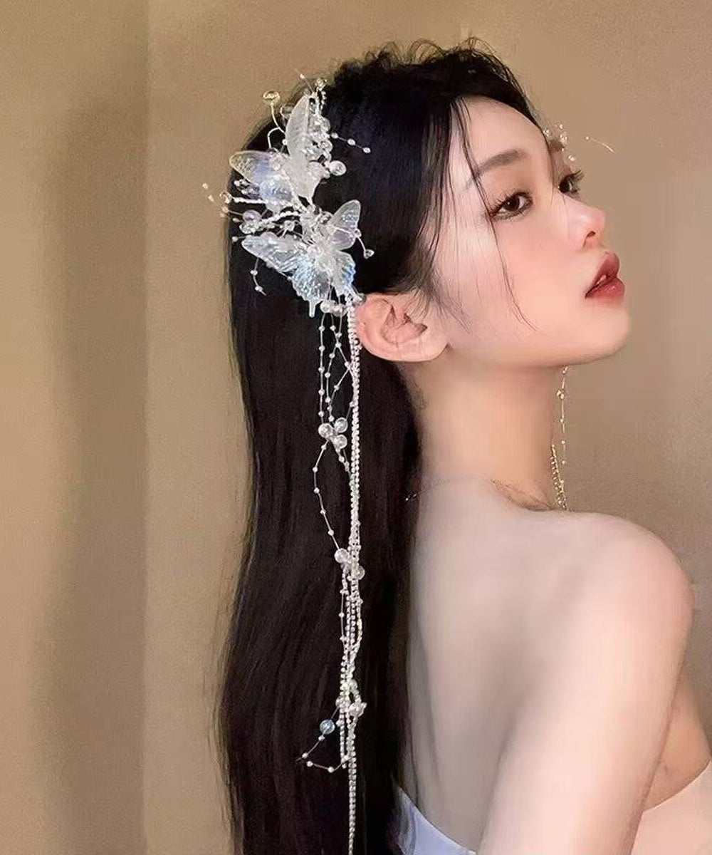 Cute Tassel Butterfly Bead Acrylic Hair Clip