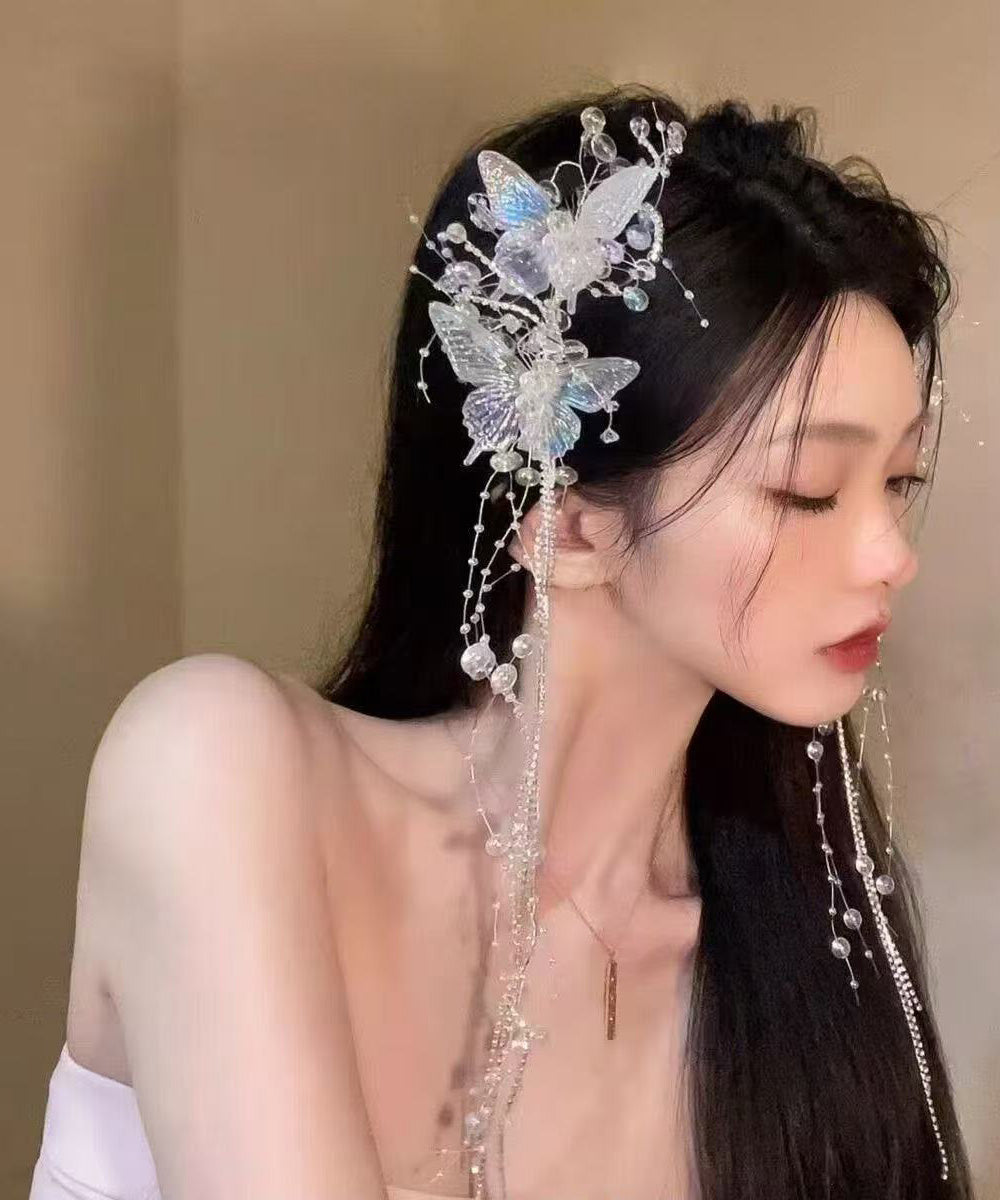 Cute Tassel Butterfly Bead Acrylic Hair Clip
