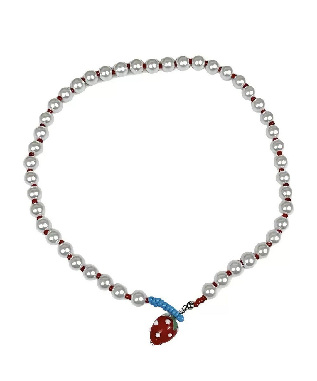 Cute White Alloy Strawberries Pearl Princess Necklace