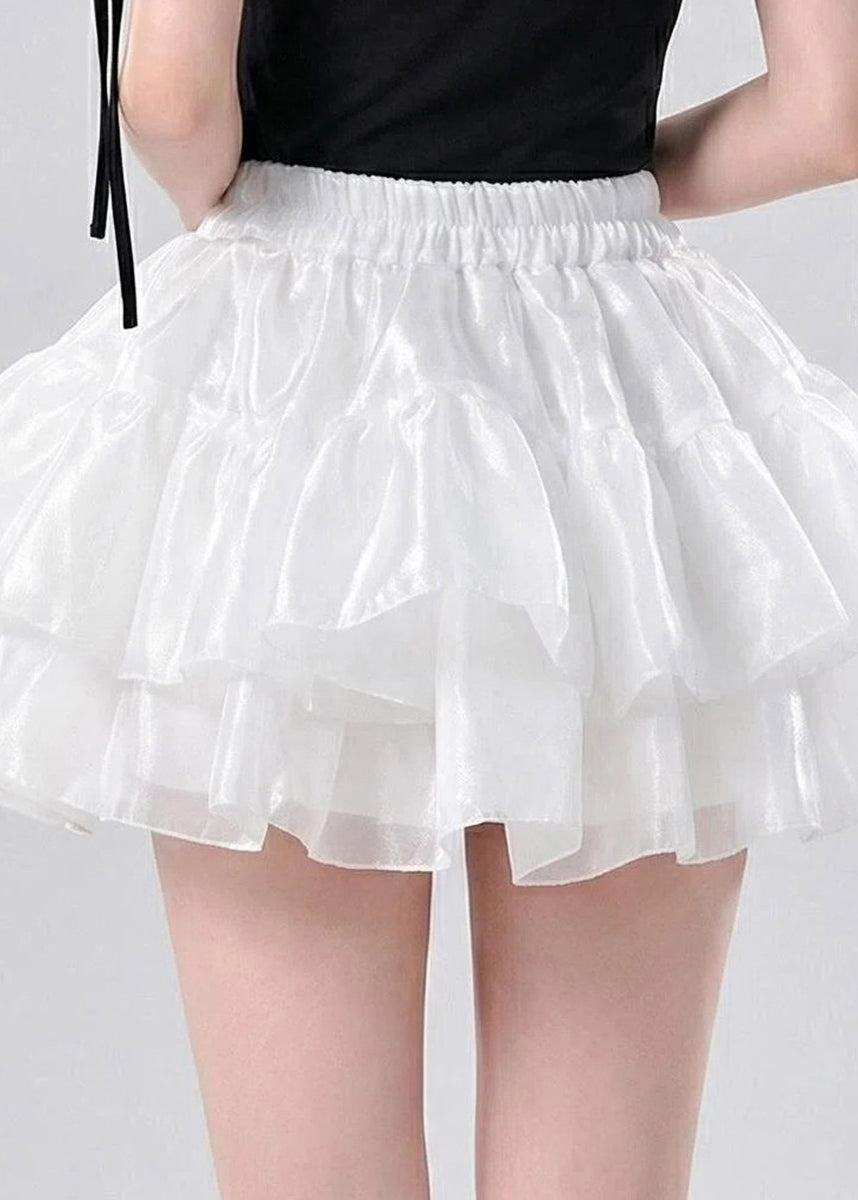 Cute White High Waist Patchwork Cake Skirts Summer
