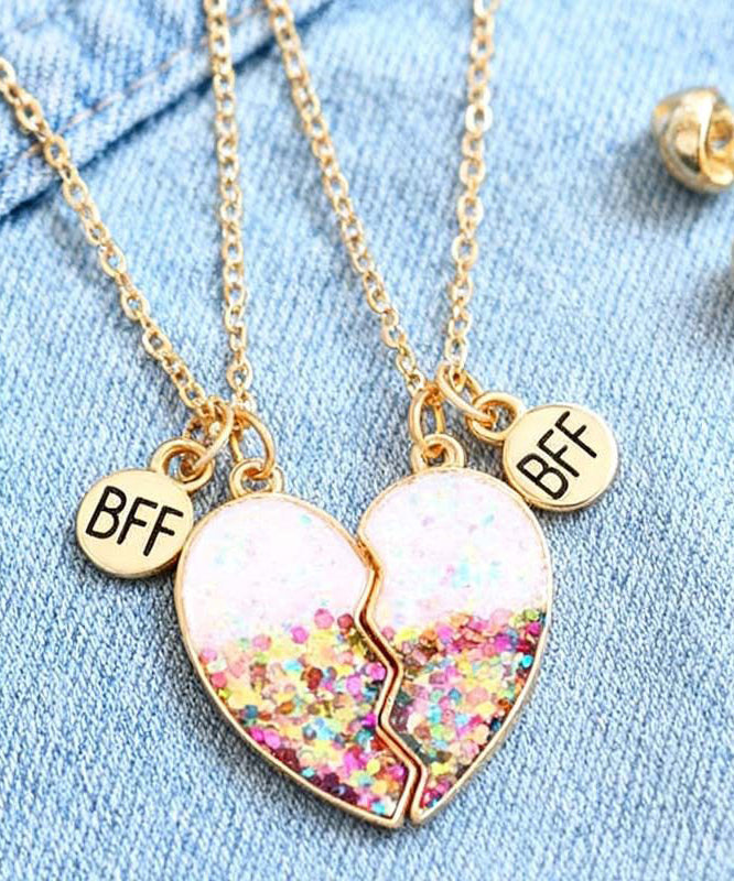Cute White Metal Alloy Love Best Friend Set Pendant Necklace