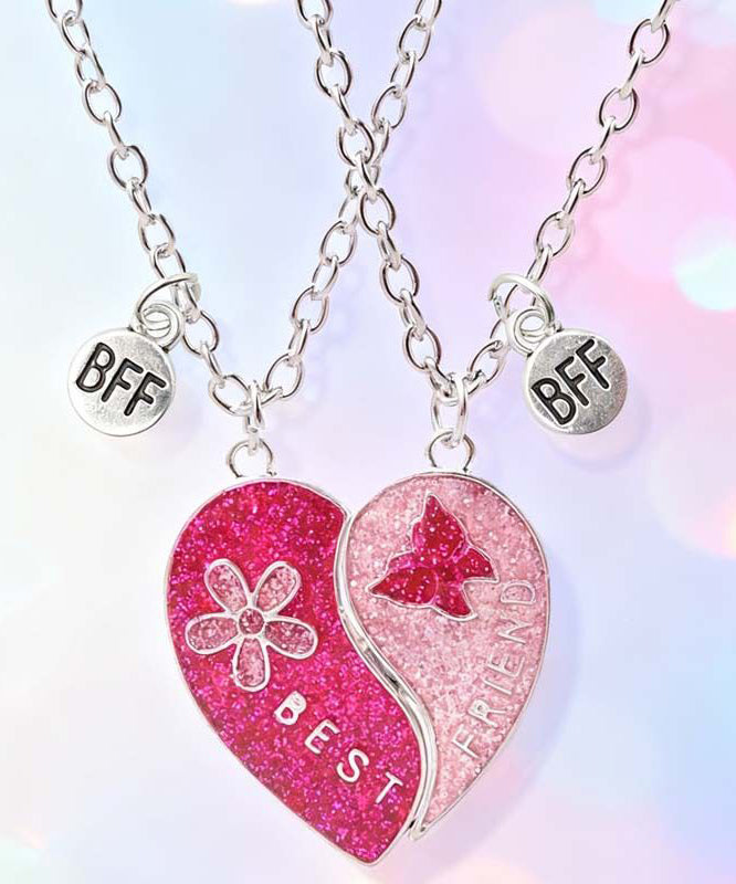 Cute White Metal Alloy Love Best Friend Set Pendant Necklace