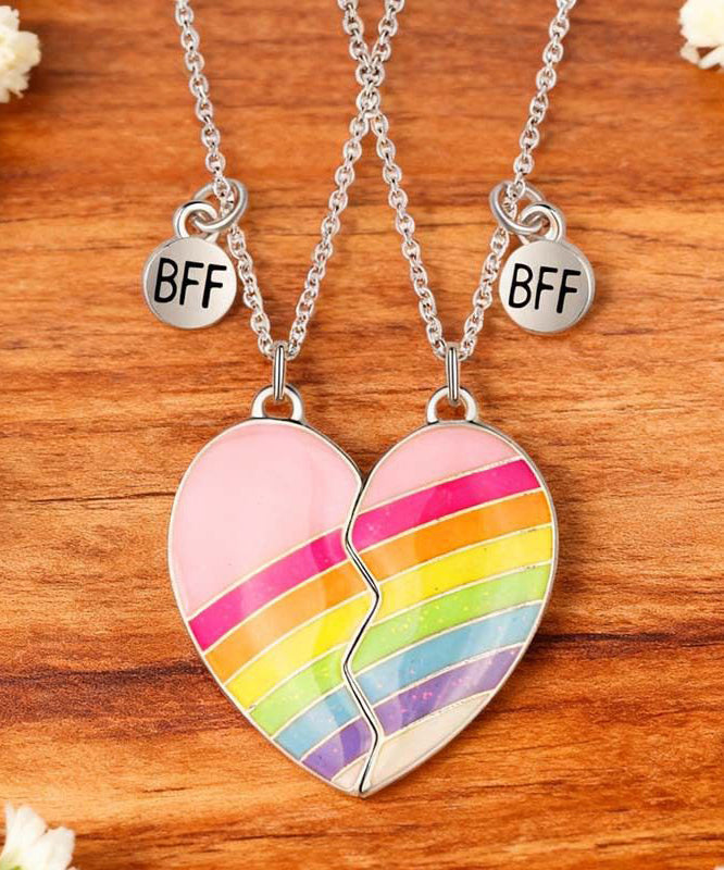Cute White Metal Alloy Love Best Friend Set Pendant Necklace