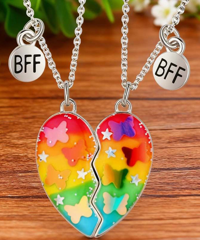 Cute White Metal Alloy Love Best Friend Set Pendant Necklace