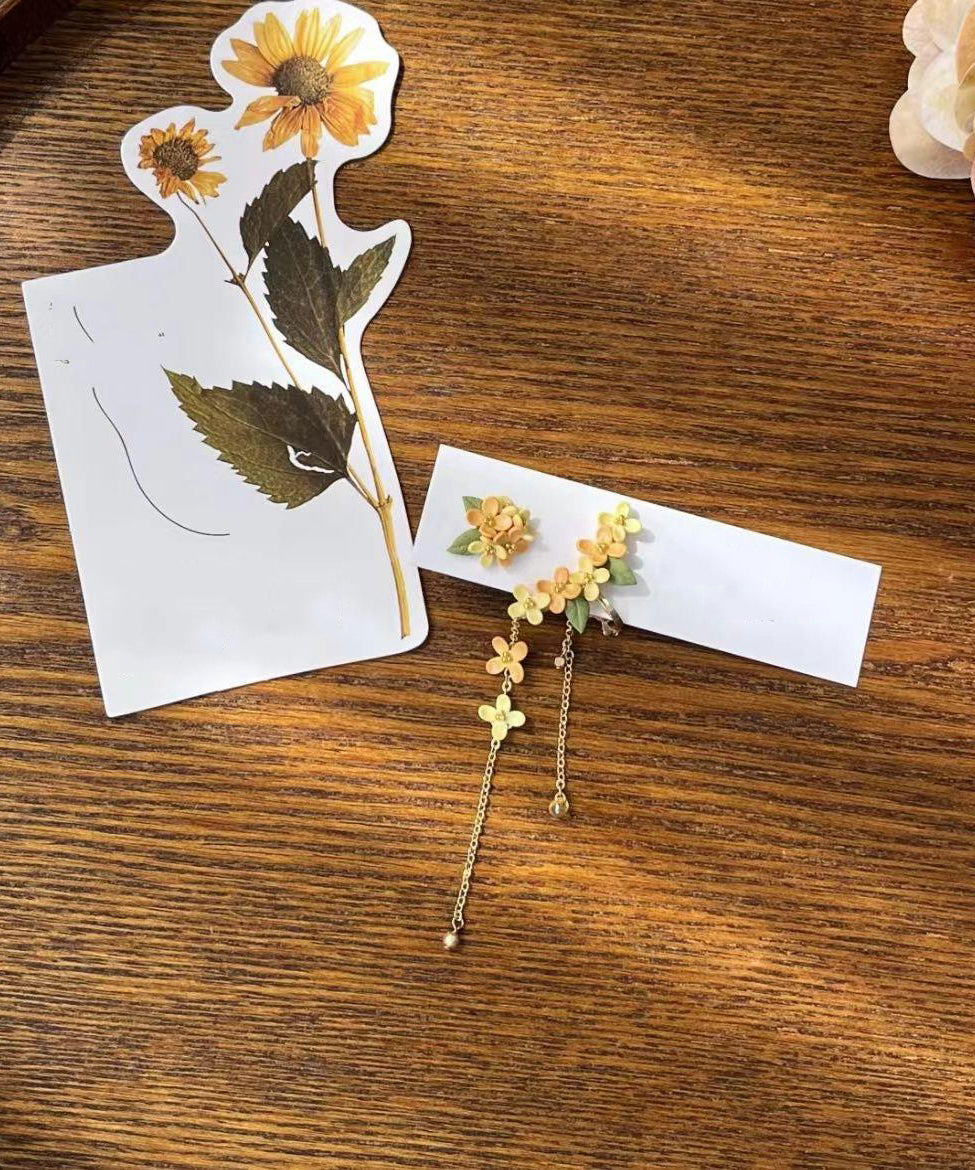 Cute Yellow Alloy Osmanthus Tassel Drop Earrings