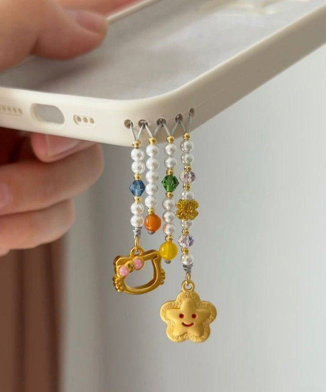 Cute Yellow Alloy Star KT Cat Tassel Phone Chains