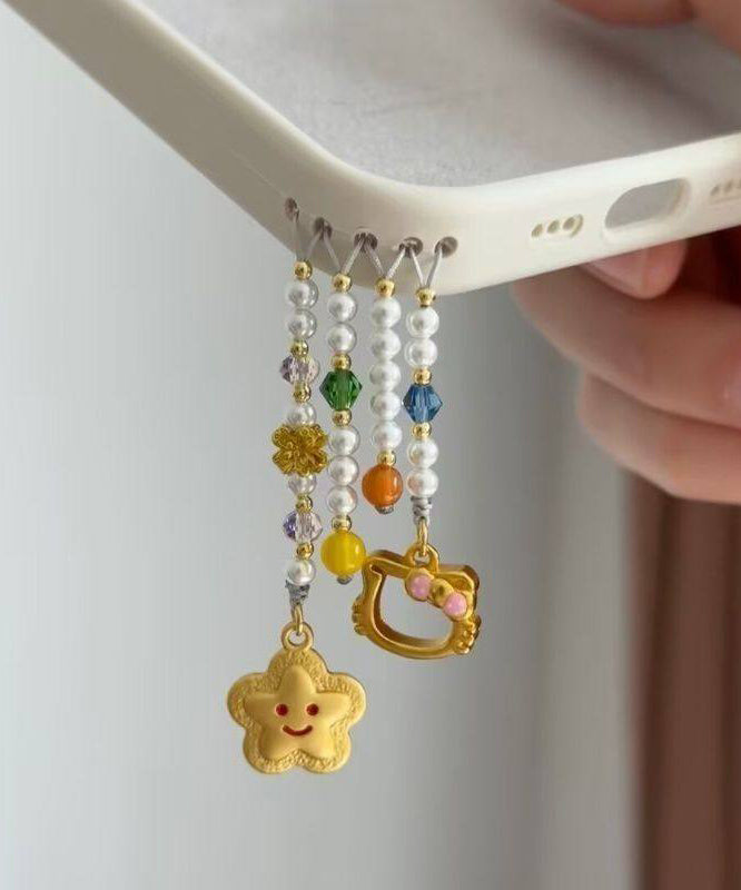 Cute Yellow Alloy Star KT Cat Tassel Phone Chains
