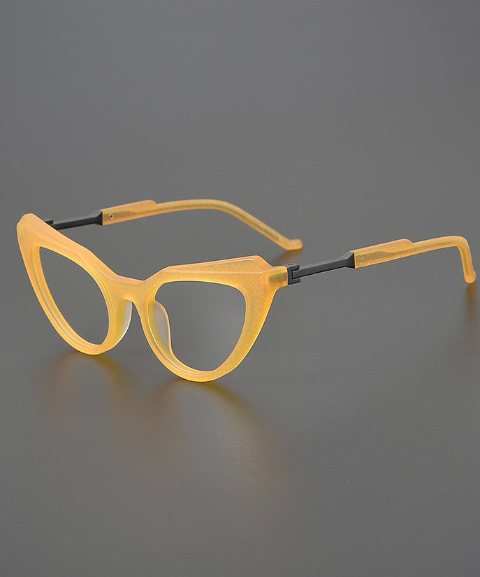 Cute Yellow PC Light Blocking Cat Eye Full Frame Reading Glasses