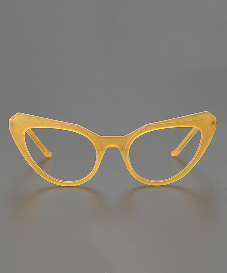Cute Yellow PC Light Blocking Cat Eye Full Frame Reading Glasses