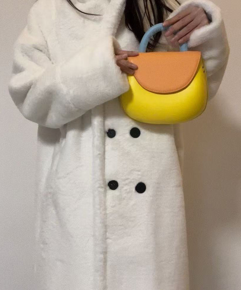 Cute Yellow Solid Durable Faux Leather Versatile Tote Bag