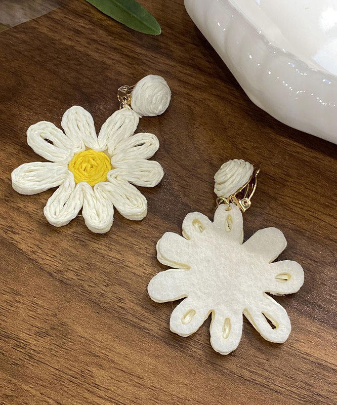 Cute Yellow Weave Daisy Drop Earrings