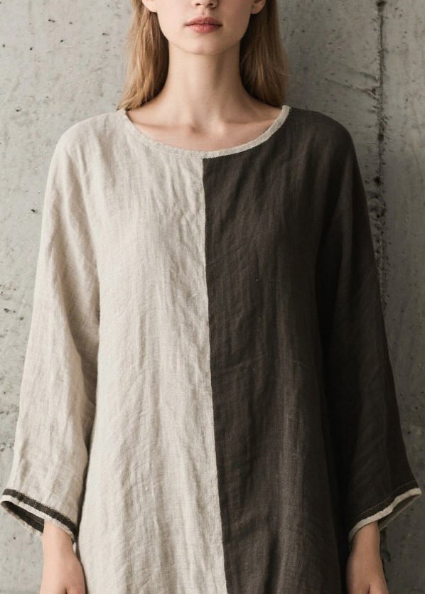 DIY Asymmetrical Patchwork Low High Design Cotton Dress Spring