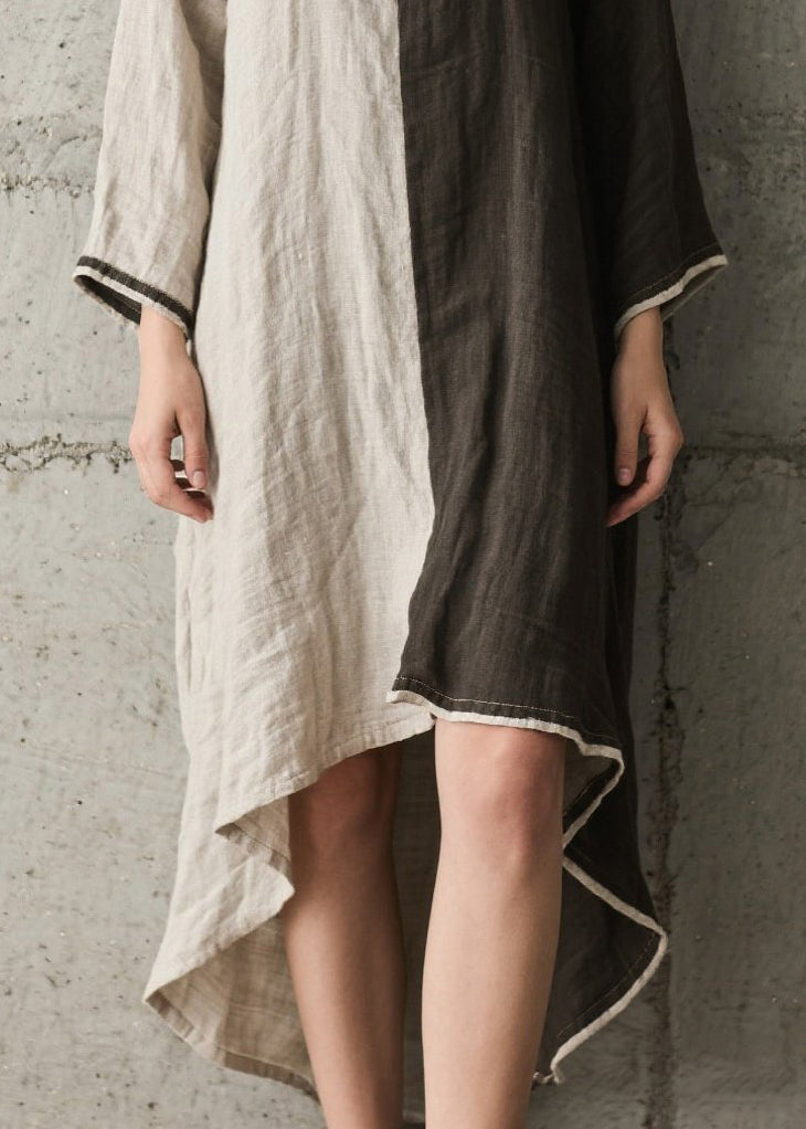 DIY Asymmetrical Patchwork Low High Design Cotton Dress Spring