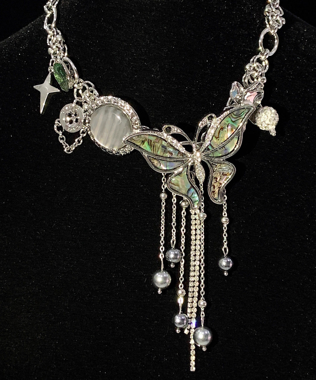 DIY Black Butterfly Tassel Zircon Adjustable Alloy Choker