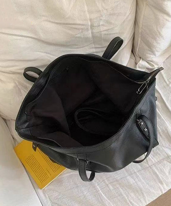 DIY Black Star Large Capacity Faux Leather Women Handbag