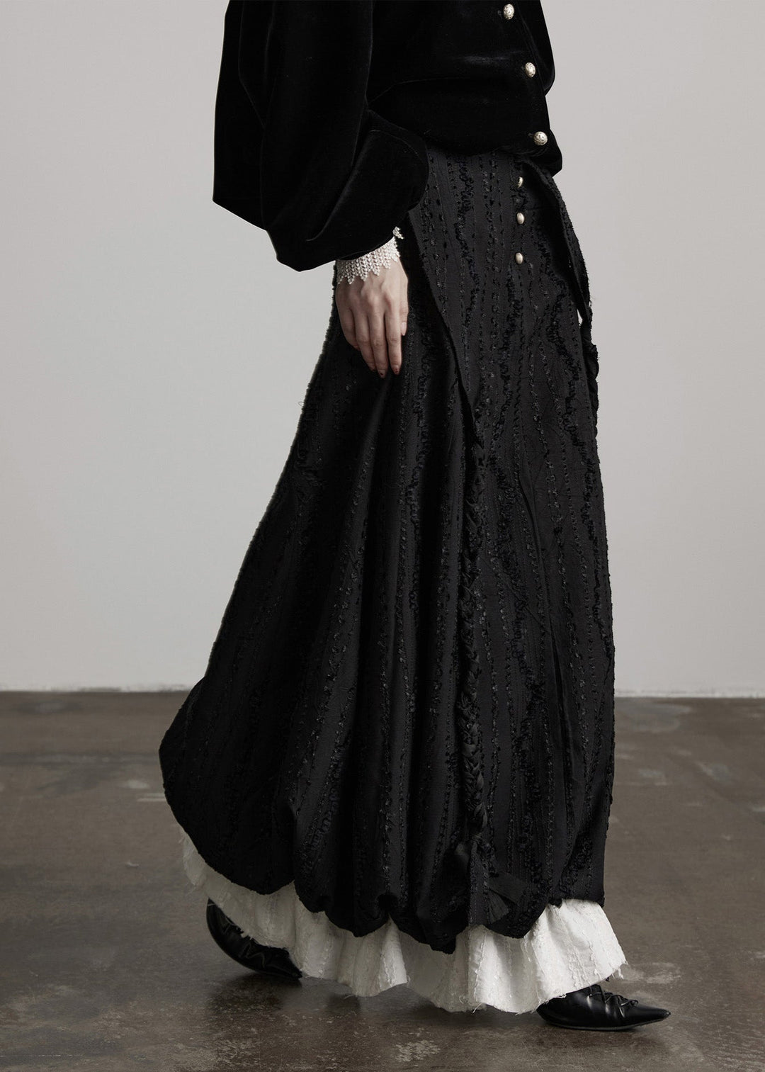 DIY Black Weave Patchwork Cotton Skirt Spring