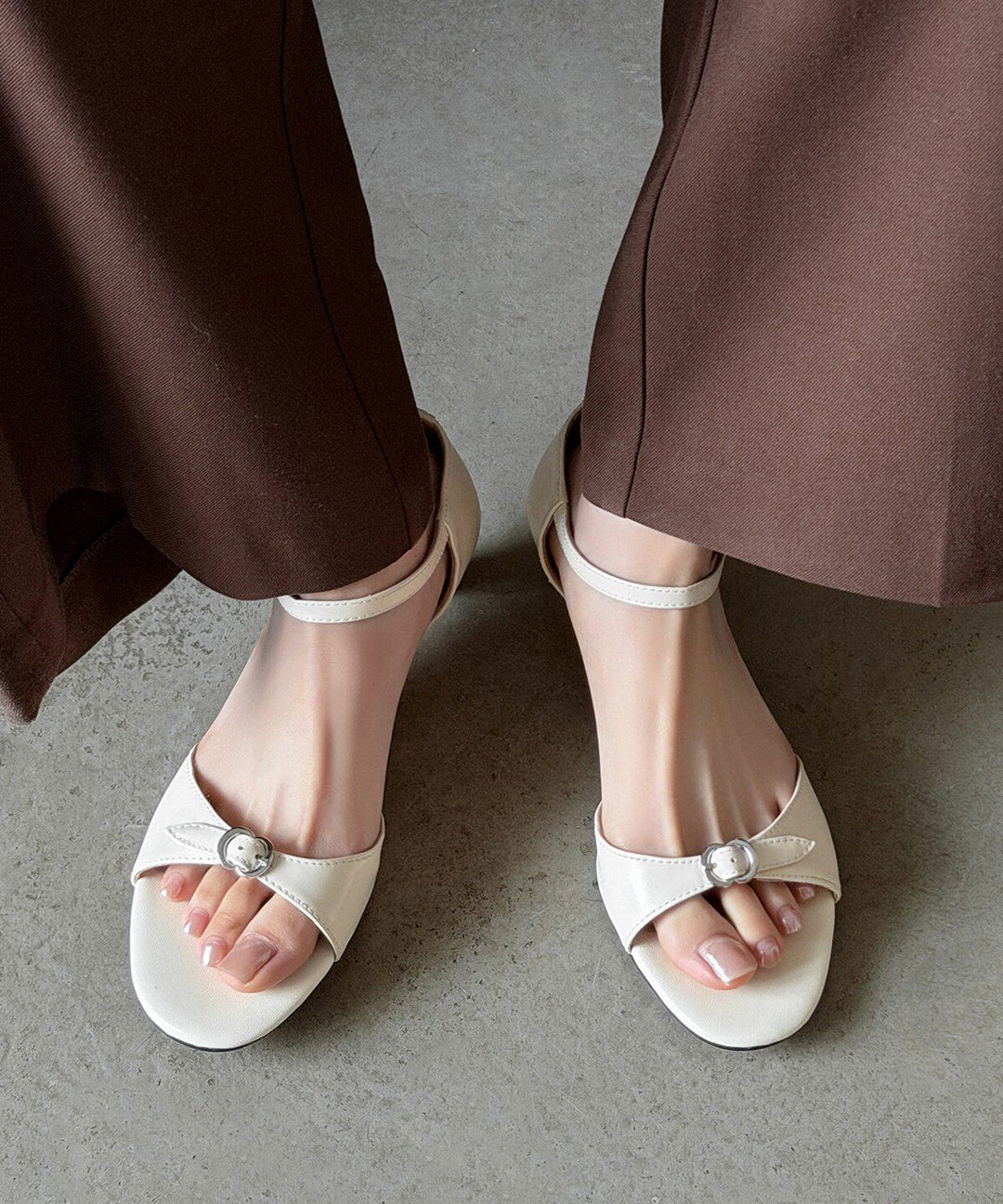 DIY Buckle Strap Kitten Sandals Red Faux Leather