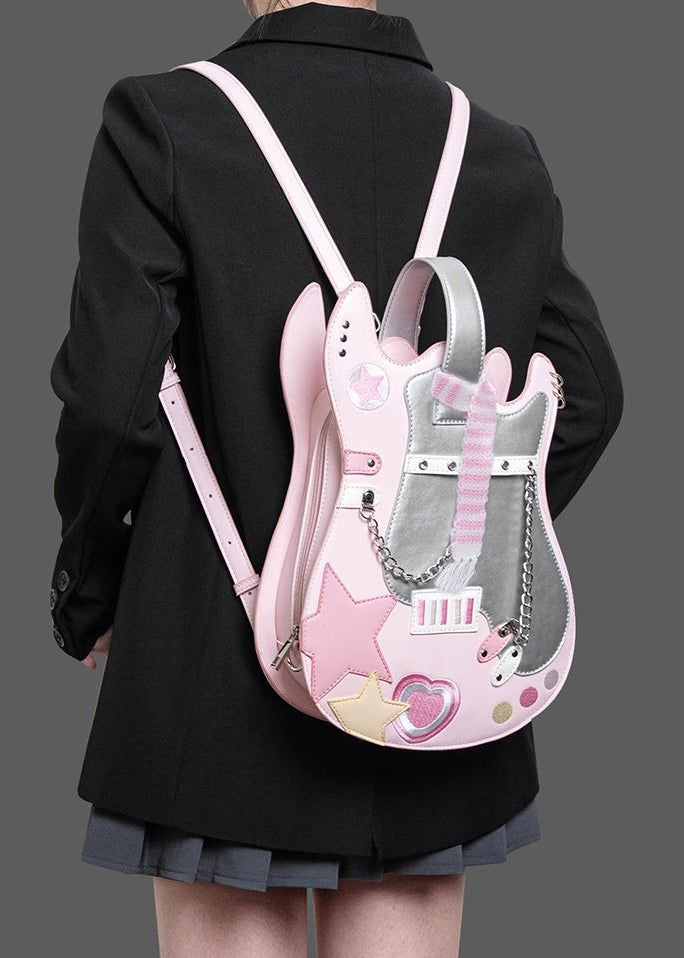DIY Chain Linked Patchwork Faux Leather Versatile Backpack Bag