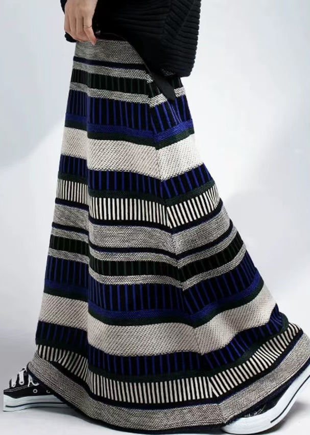 DIY Colorblock Striped Knit A Line Skirts Fall