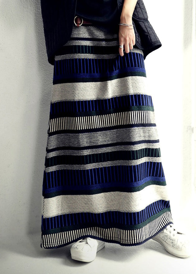 DIY Colorblock Striped Knit A Line Skirts Fall