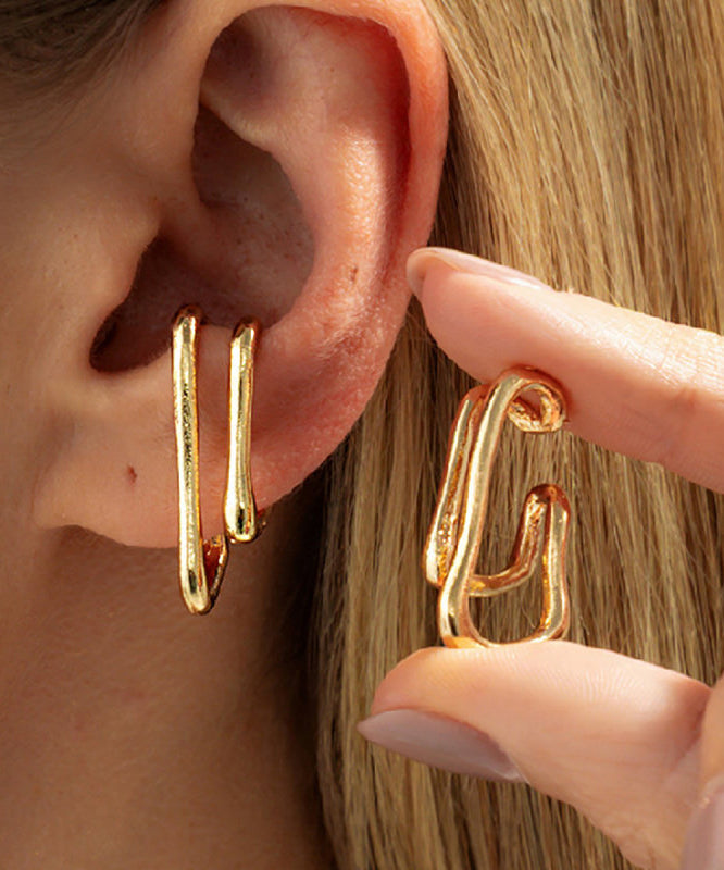 DIY Gold Copper Alloy C-Shaped Hoop Earrings
