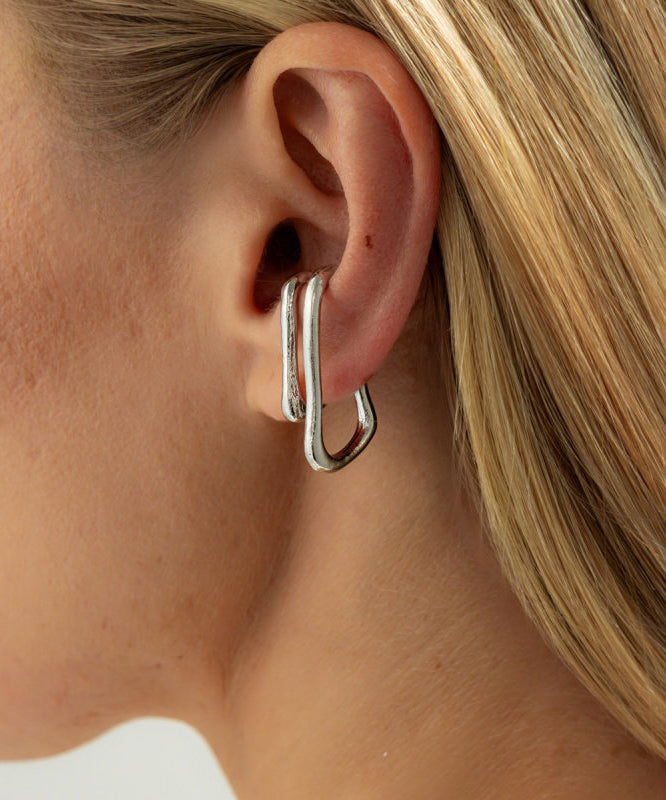 DIY Gold Copper Alloy C-Shaped Hoop Earrings