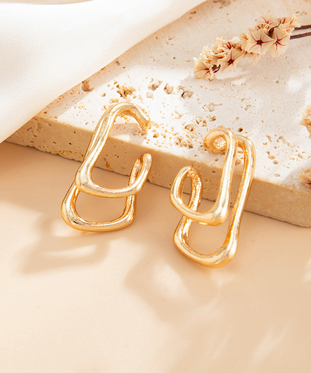 DIY Gold Copper Alloy C-Shaped Hoop Earrings