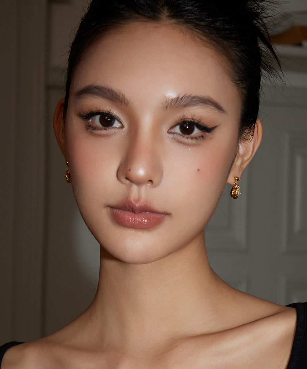 DIY Gold Copper Alloy Zircon Water Droplet Tassel Stud Earrings