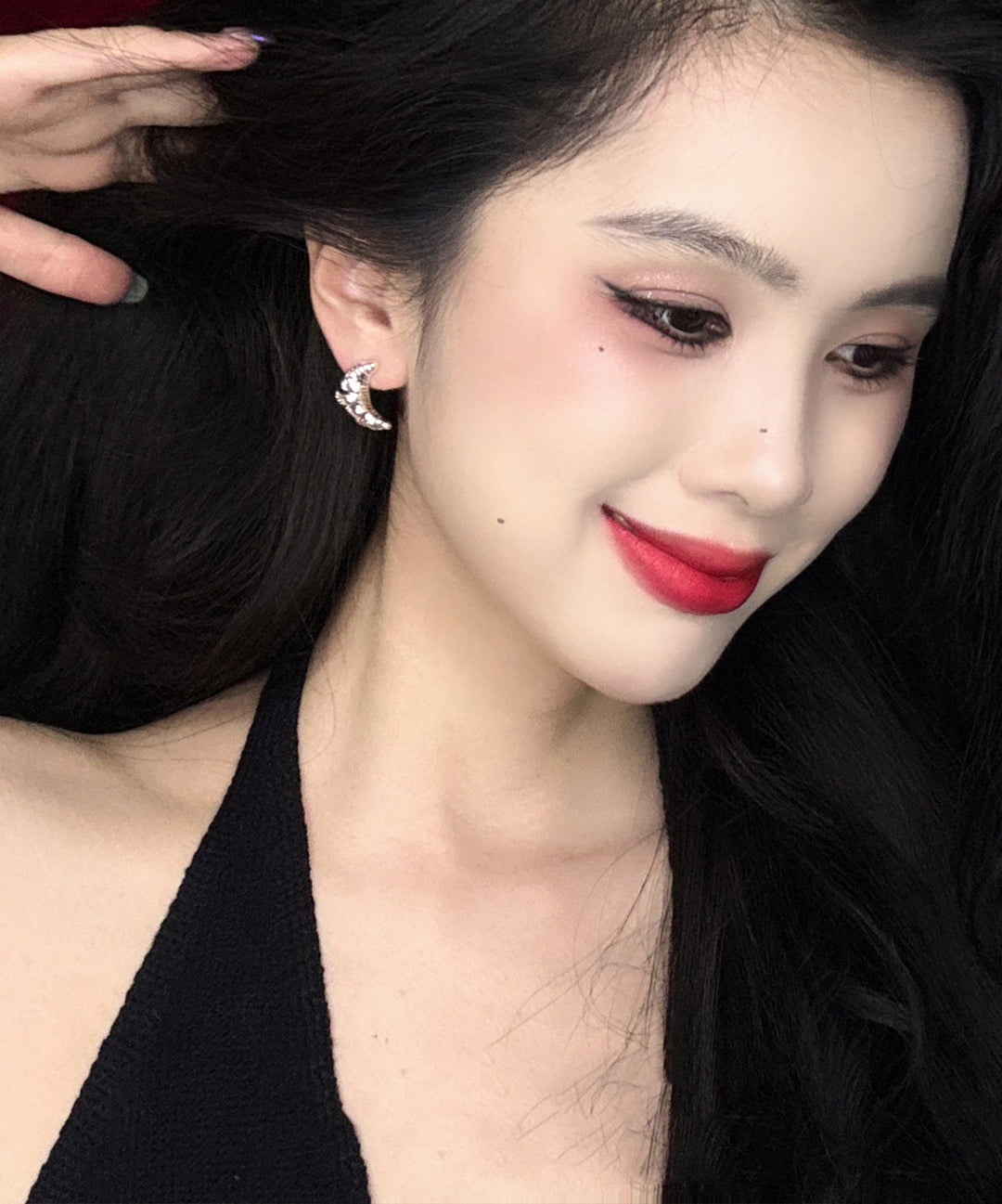 DIY Gold Copper Overgild Croissant Moon Stud Earrings